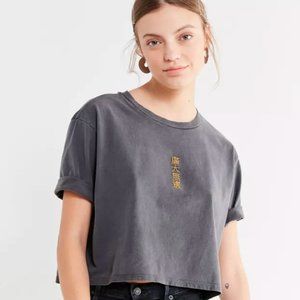 Urban Outfitters Embroidered Kanji Cropped Tee